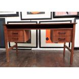 Ejsing Mobelfabrik - Danish teak veneered kneehole desk, 130 cm wide x 65 cm deep x 73 cm height