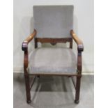 A good quality open elbow chair with upholstered seat and padded back, over down swept and