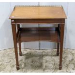 A pair of reproduction, Georgian style, mahogany, low occasional tables of rectangular form,