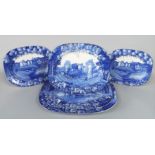 A set of five graduated blue and white printed Wood & Sons meat plates from the Enoch Woods