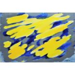 William Gear (1915-1997) - Untitled (Yellow & Blue), signed and dated 1974, oil on paper, 53 x 76cm,