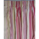 One pair bespoke made curtains in Laura Ashley striped fabric in linen/cotton, lined with pencil