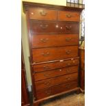 A Georgian mahogany chest on chest, the lower section fitted with four long drawers, the upper