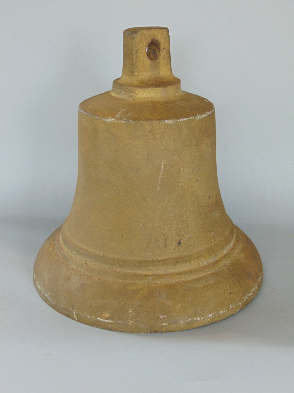 A 19th century cast bronze turret bell with later painted finish, 20 cm diameter