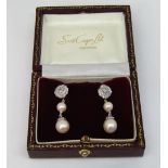 Good quality pair of convertible 18ct white gold 'night and day' earrings composed of diamond