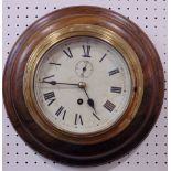 A brass bulk head style wall clock, the 6 inch dial with Roman numerals and subsidiary second upon a