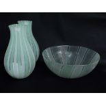 Fratelli Toso - Murano glass pair of faceted baluster vases together with a matching fruit bowl, the