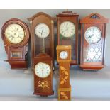 A collection of five various drop dial wall clocks to include Knight & Gibbons examples, together