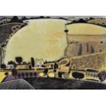 Graham Clarke (B.1941) - 'Big Field', A/P linocut, 51 x 69cm, unframed
