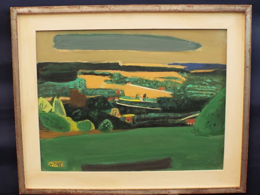 Henri Hayden (1883-1970) - Landscape, signed and dated 1959, Gouache, framed - Image 2 of 3