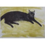 Dame Elizabeth Blackadder (B.1931) - 'Black Cat', signed, 6/5 lithograph, Mercury Gallery, London