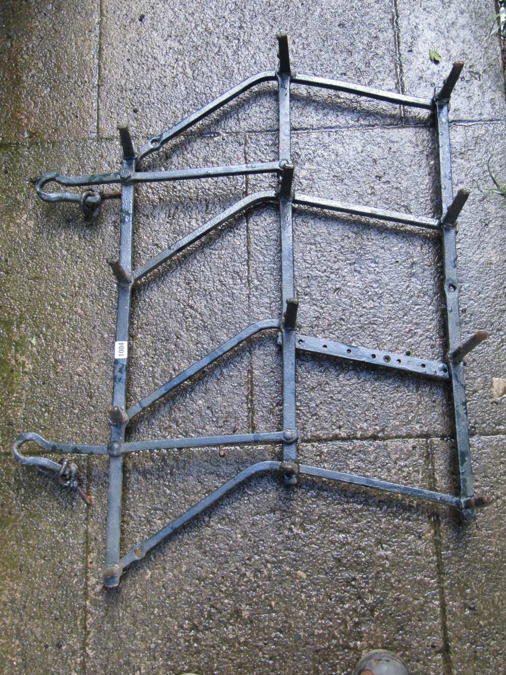 A small vintage iron work harrow with green painted finish - Image 2 of 2