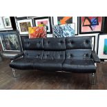 Pieiff of Worcester - 'Alpha' leather and chrome three seater sofa, 210cm long