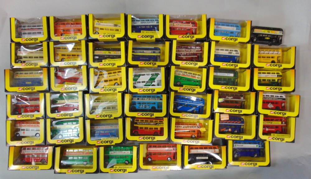 40 Corgi toys, all models of double decker buses, in original boxes