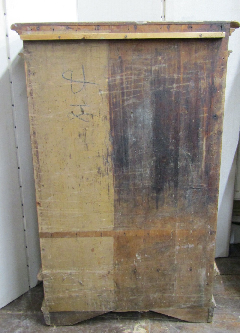 A 17th century pine side cupboard of continental origin, the central door with ironwork fittings, - Image 5 of 7