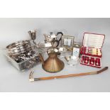 A four piece silver plated tea set by Ibberson together with a silver plated goblet with relief