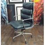 Charles and Ray Eames for Herman Miller - bespoke EA219G leather office chair, cast aluminium frame,
