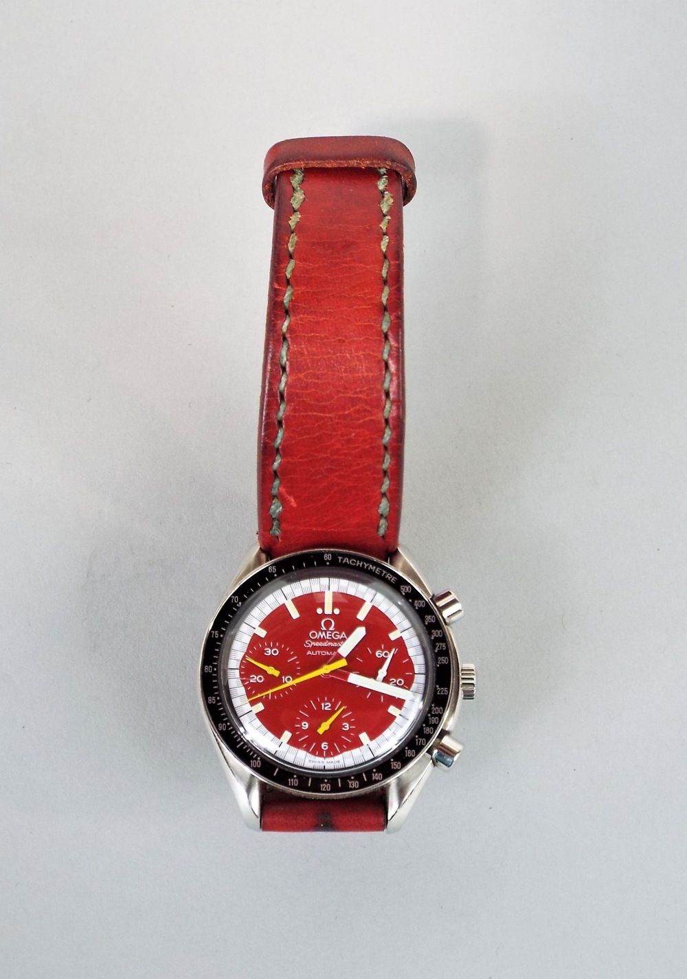 Gent's Omega Speedmaster automatic Michael Schumacher edition stainless steel wristwatch, the red - Image 3 of 6