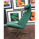 Alf Svensson for Dux - 'Contourette Roto' swivel chair, with green upholstery upon a four spoke