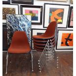 Charles and Ray Eames - set of six DSS upholstered stacking chairs (6)