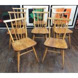 Ercol - '391' eight light dining chairs with stylised stick backs and elm seats, 80cm high (8)