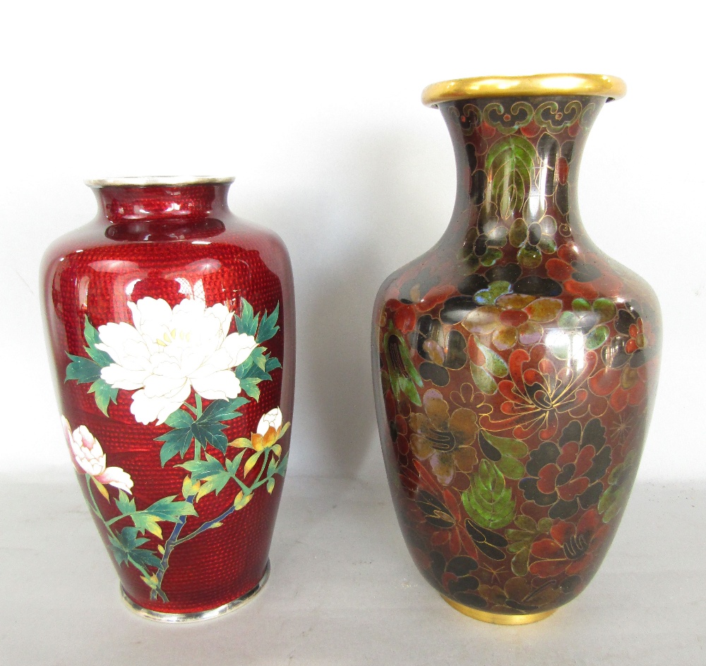 Six various cloisonné vases, various colours and of traditional design and form - Image 4 of 4