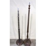 Two lamp standards, one with reeded, one with bobbin column