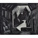 Paul Nash (1889-1946) - 'The Valkyries Home', Woodcut, 9 x 10cm, framed