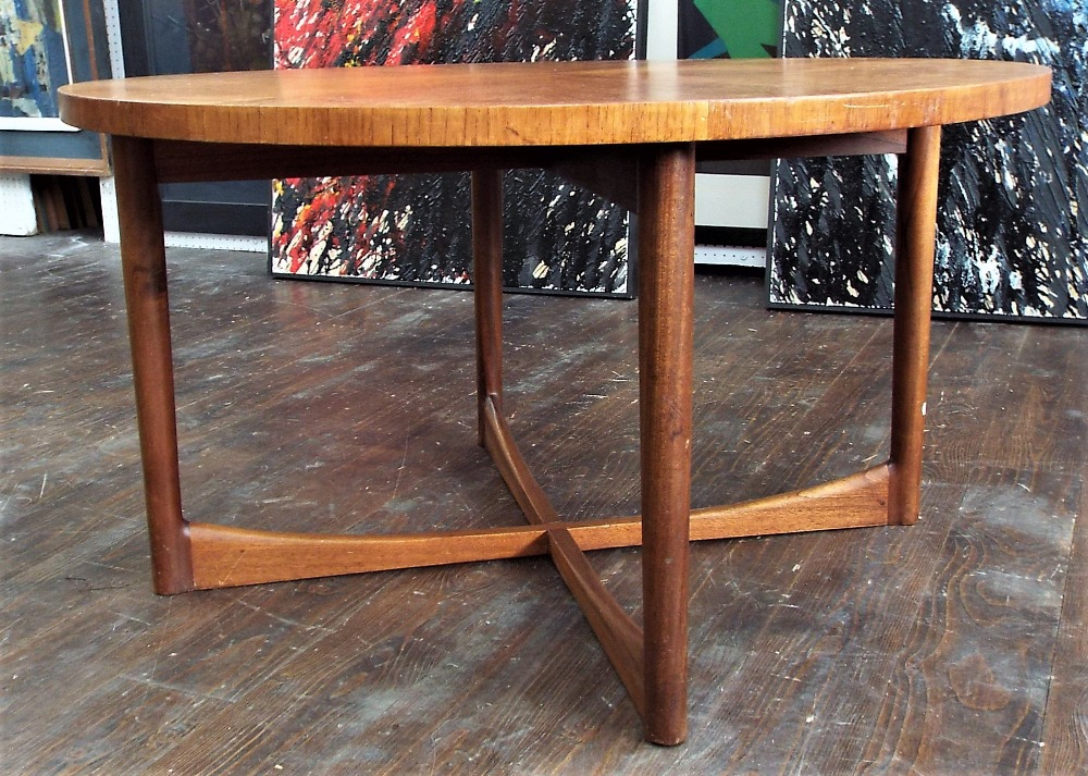 A. H. McIntosh of Kirkcaldy - Teak 'Sunburst' coffee table, the circular top upon tapered legs - Image 3 of 3