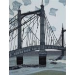Edward Bawden (1903-1989) - 'Albert Bridge', signed, 43/75 linocut, 66 x 51cm, unframed