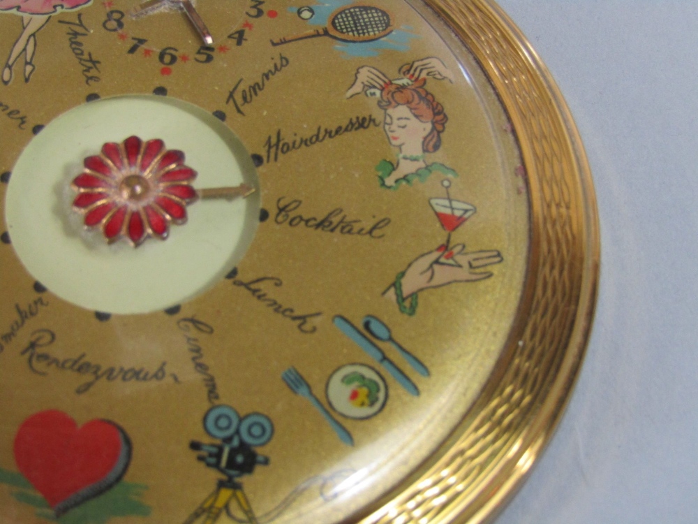 A 1950s compact of circular form with pointer detailing events, tennis, hairdresser, cocktail lunch, - Image 2 of 3