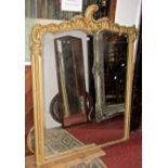 A 19th century overmantle mirror, the moulded gilt painted frame with scrolling acanthus surmount,