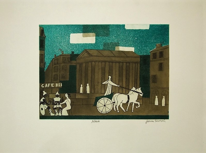 Julian Trevelyan (1910-1988) - 'Nimes', signed, etching with aquatint, Artists Proof, 35 x 48cm, - Image 2 of 3