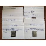 A small box containing early GB Commonwealth and World stamps on cards (Displayed in Cabinet)