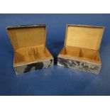 Two silver cedar lined cigarette boxes
