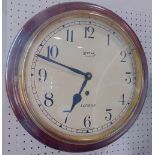 Smiths or Enfield single train mahogany cased wall clock, with 11.5 inch dial, pendulum