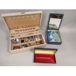 Box of costume jewellery to include an 800 silver gilt cameo bracelet, together with a Dupont