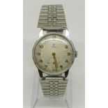 Vintage gent's Tudor stainless steel wristwatch, the textured dial with subsidiary second dial,