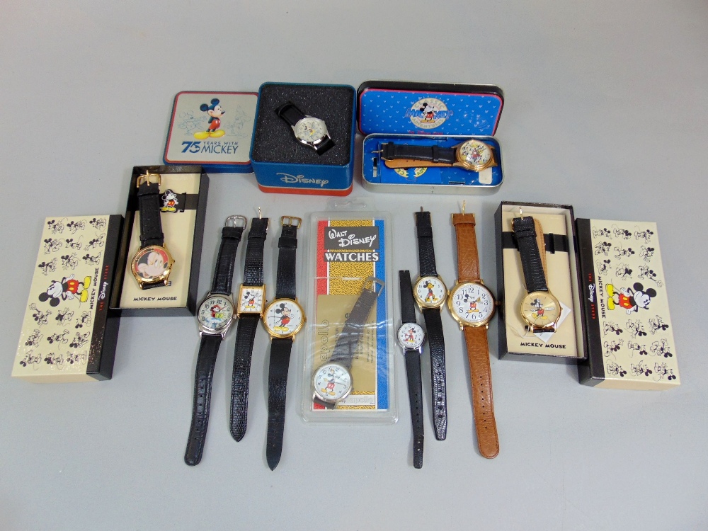 Eleven watches all featuring Mickey Mouse on the watch face, some in original boxes (11)