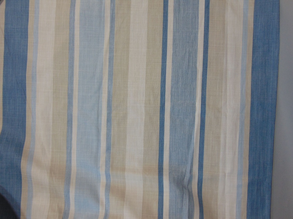 One pair bespoke made curtains in Laura Ashley 'Awning Stripe Sea Spray' fabric, in linen/cotton, - Image 2 of 3