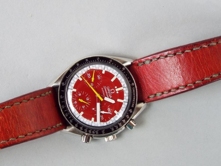 Gent's Omega Speedmaster automatic Michael Schumacher edition stainless steel wristwatch, the red - Image 2 of 6