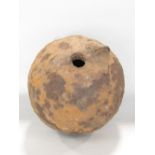 An 18th century explosive iron mortar ball, 20 cm diameter, detectorist find