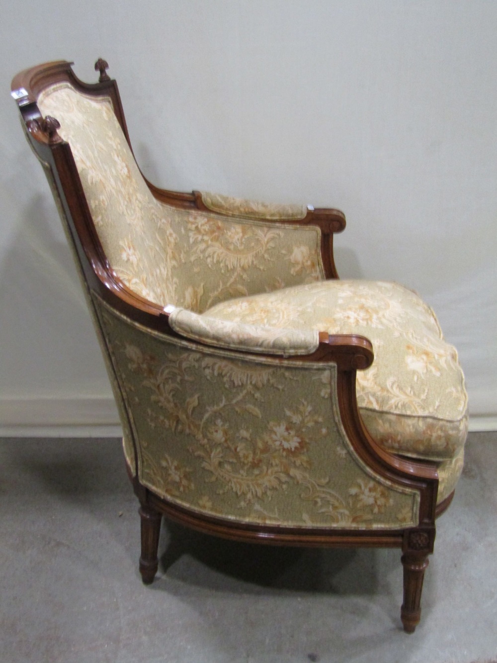 A good quality continental drawing room chair, with floral patterned upholstery and loose feather - Image 2 of 2