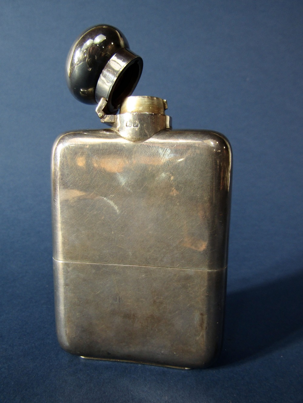 Edwardian silver hip flask, the sleeve with gilt interior, maker CC, Chester 1906, 12.5cm long, 6.