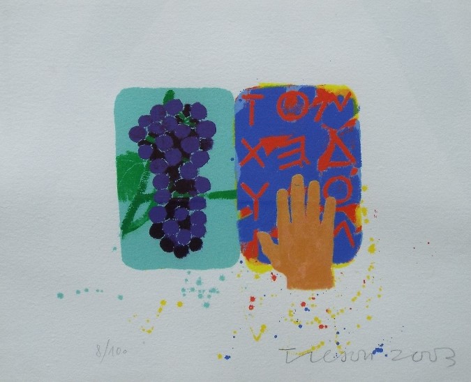 Joe Tilson (B.1928) - 'Hand & Grapes', signed and dated 2003, Screenprint, framed