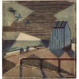 Edith Lawrence (1890-1973) - 'Dull Evening', signed, 13/50 Linocut, 28 x 27cm, framed