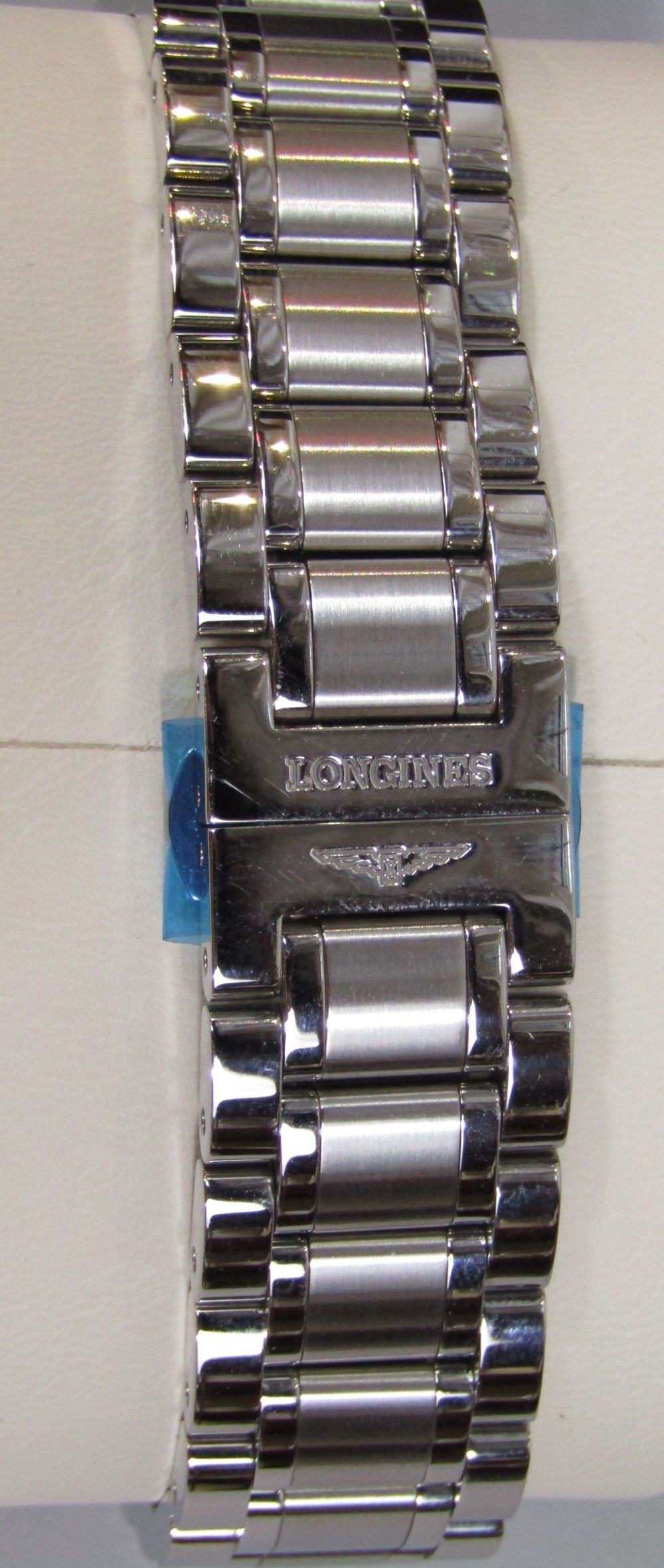 Gent's Longines automatic stainless steel wristwatch, the blue dial with baton markers and date - Image 3 of 3