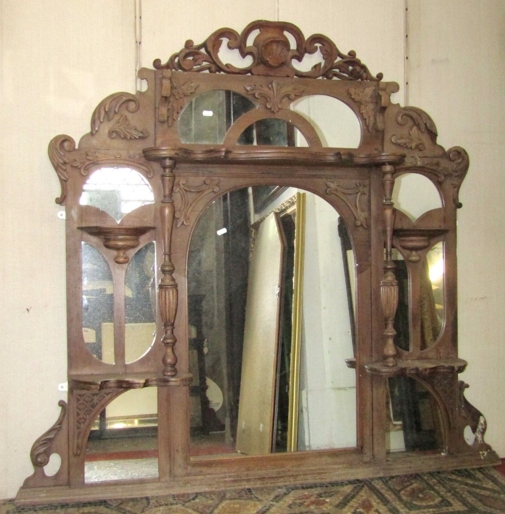 Three Edwardian overmantel mirrors of varying size and design, with moulded and carved detail, one - Image 3 of 3