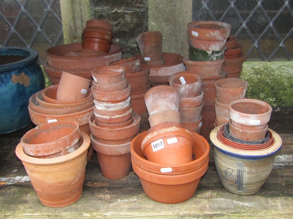 A quantity of approximately 50 terracotta flower pots of varying size