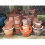 A quantity of approximately 50 terracotta flower pots of varying size